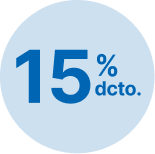 Ícono de descuento del 15% en Clínica Bíblica