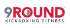 Logo 9Round Kickboxing Fitness en rojo y negro.
