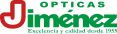 Logo Ópticas Jiménez en rojo y verde.