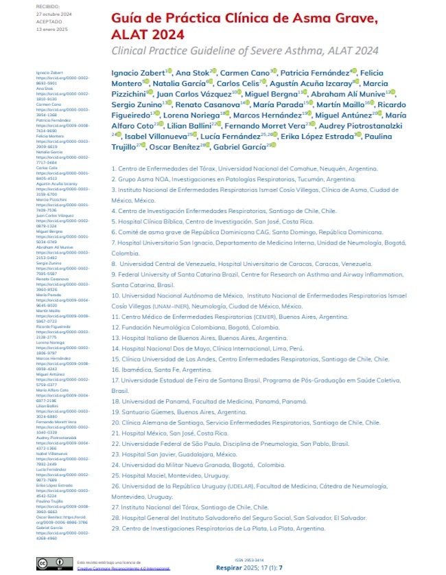 Guía de Práctica Clínica de Asma Grave, ALAT 2024